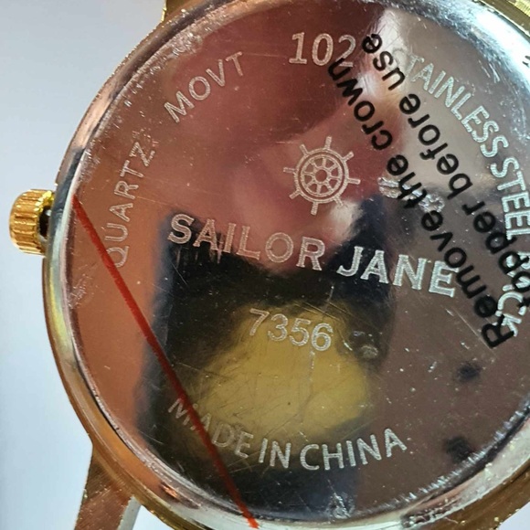 10/$20 Sailor Jane #7356 I Need A Vacation Goldtone /Blue Leather Women's Watch - Picture 4 of 4